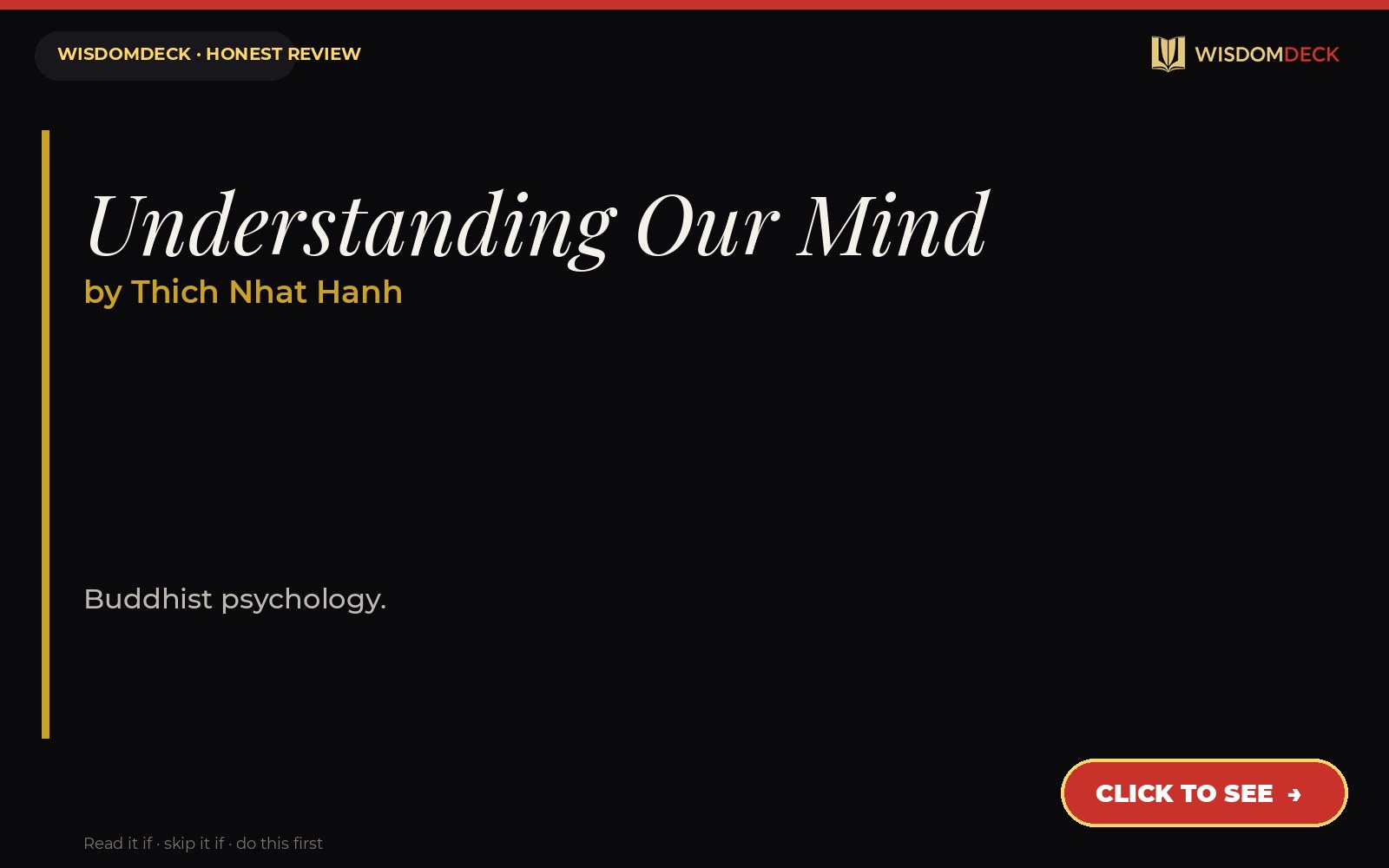 Understanding Our Mind by Thich Nhat Hanh — WisdomDeck review
