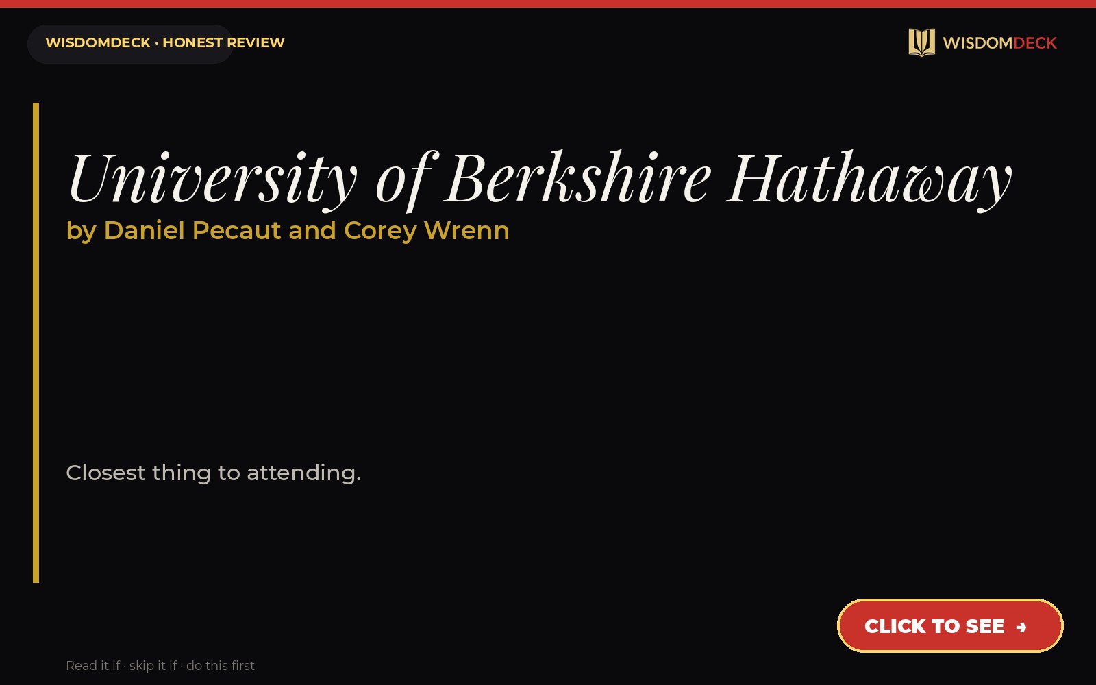 University of Berkshire Hathaway by Daniel Pecaut and Corey Wrenn — WisdomDeck review