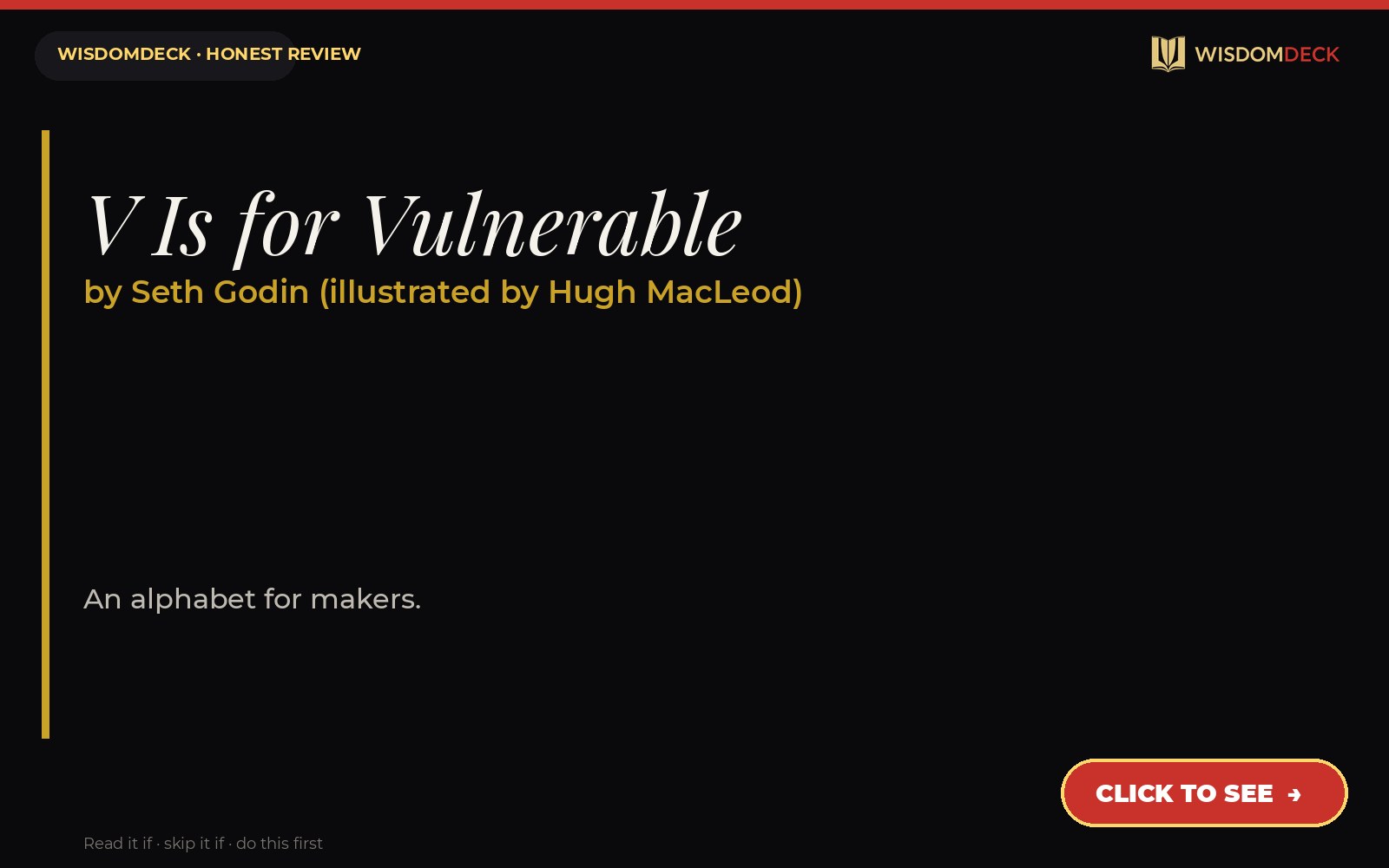 V Is for Vulnerable by Seth Godin (illustrated by Hugh MacLeod) — WisdomDeck review