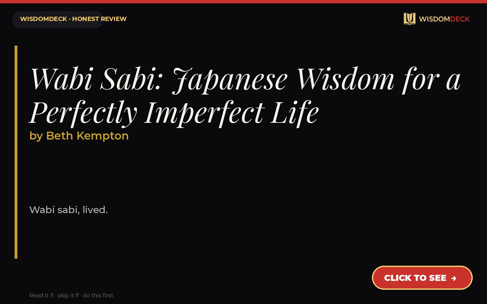 Wabi Sabi: Japanese Wisdom for a Perfectly Imperfect Life by Beth Kempton — WisdomDeck review