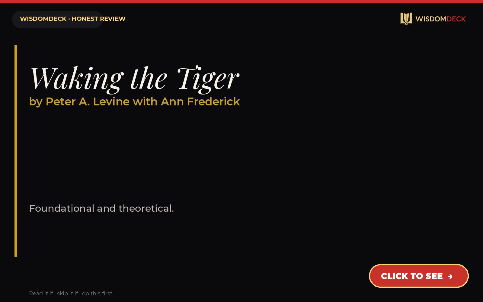 Waking the Tiger by Peter A. Levine with Ann Frederick — WisdomDeck review