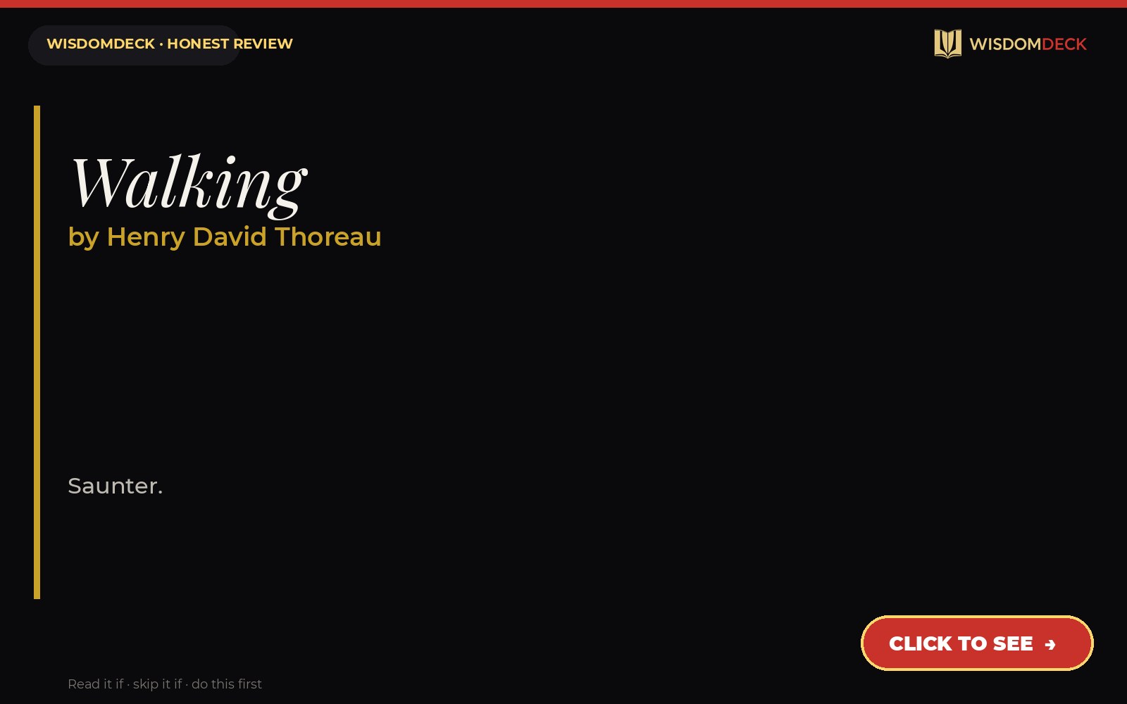 Walking by Henry David Thoreau — WisdomDeck review