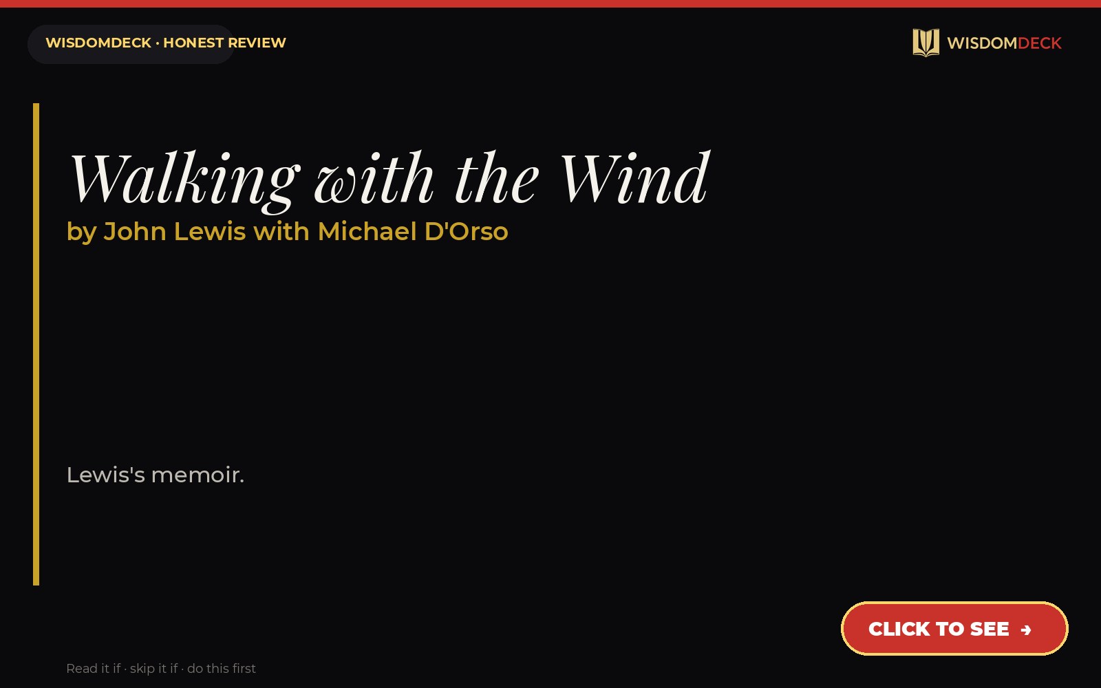Walking with the Wind by John Lewis with Michael D'Orso — WisdomDeck honest review