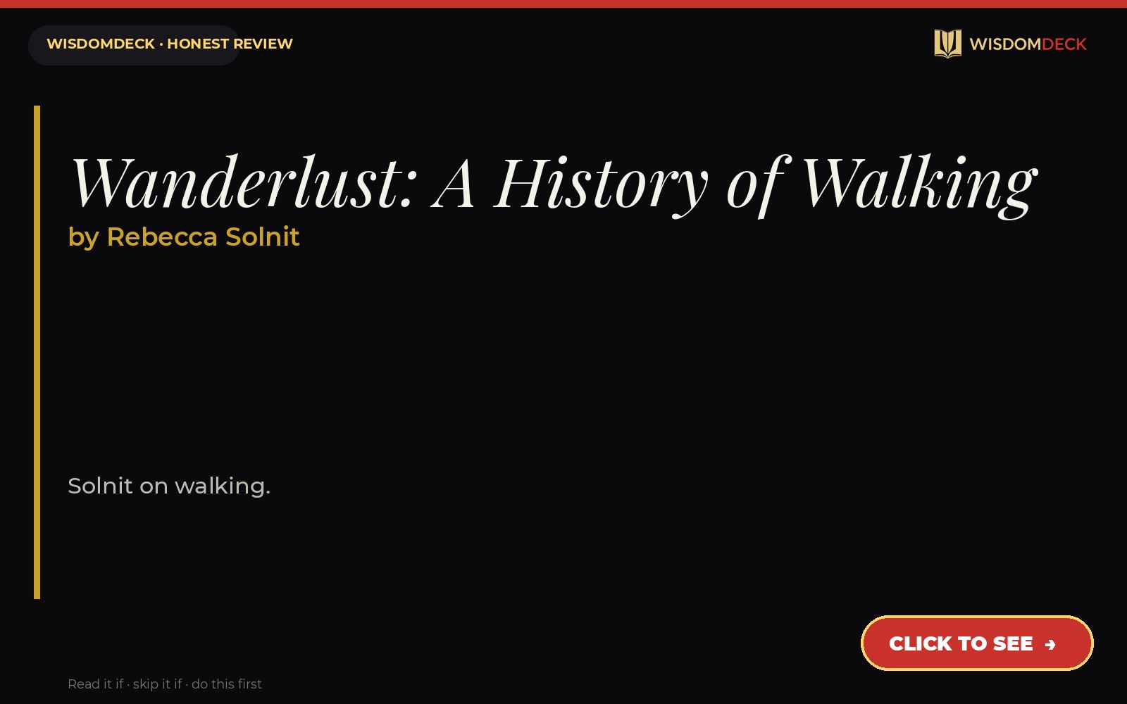 Wanderlust: A History of Walking by Rebecca Solnit — WisdomDeck review