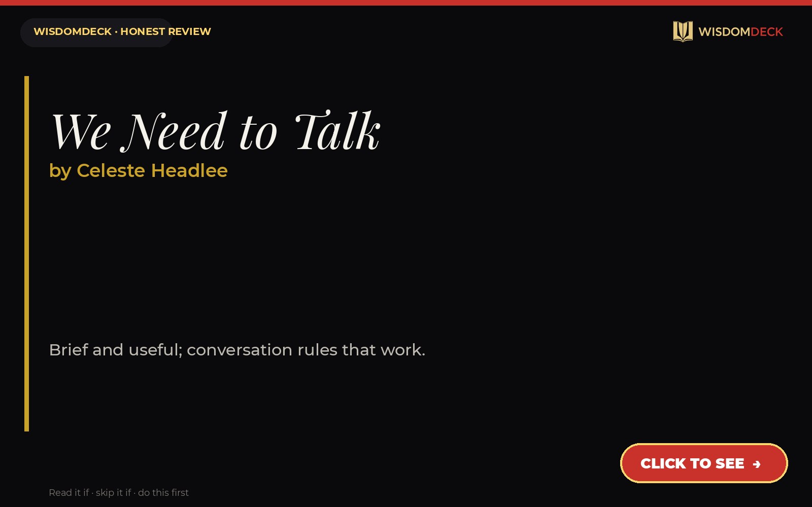 We Need to Talk by Celeste Headlee — WisdomDeck review