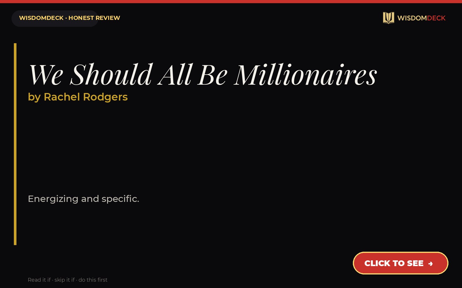 We Should All Be Millionaires by Rachel Rodgers — WisdomDeck review