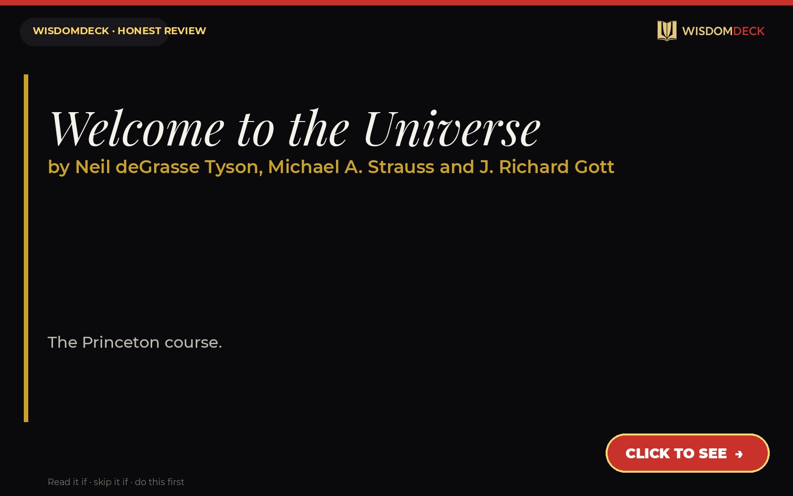 Welcome to the Universe by Neil deGrasse Tyson, Michael A. Strauss and J. Richard Gott — WisdomDeck review