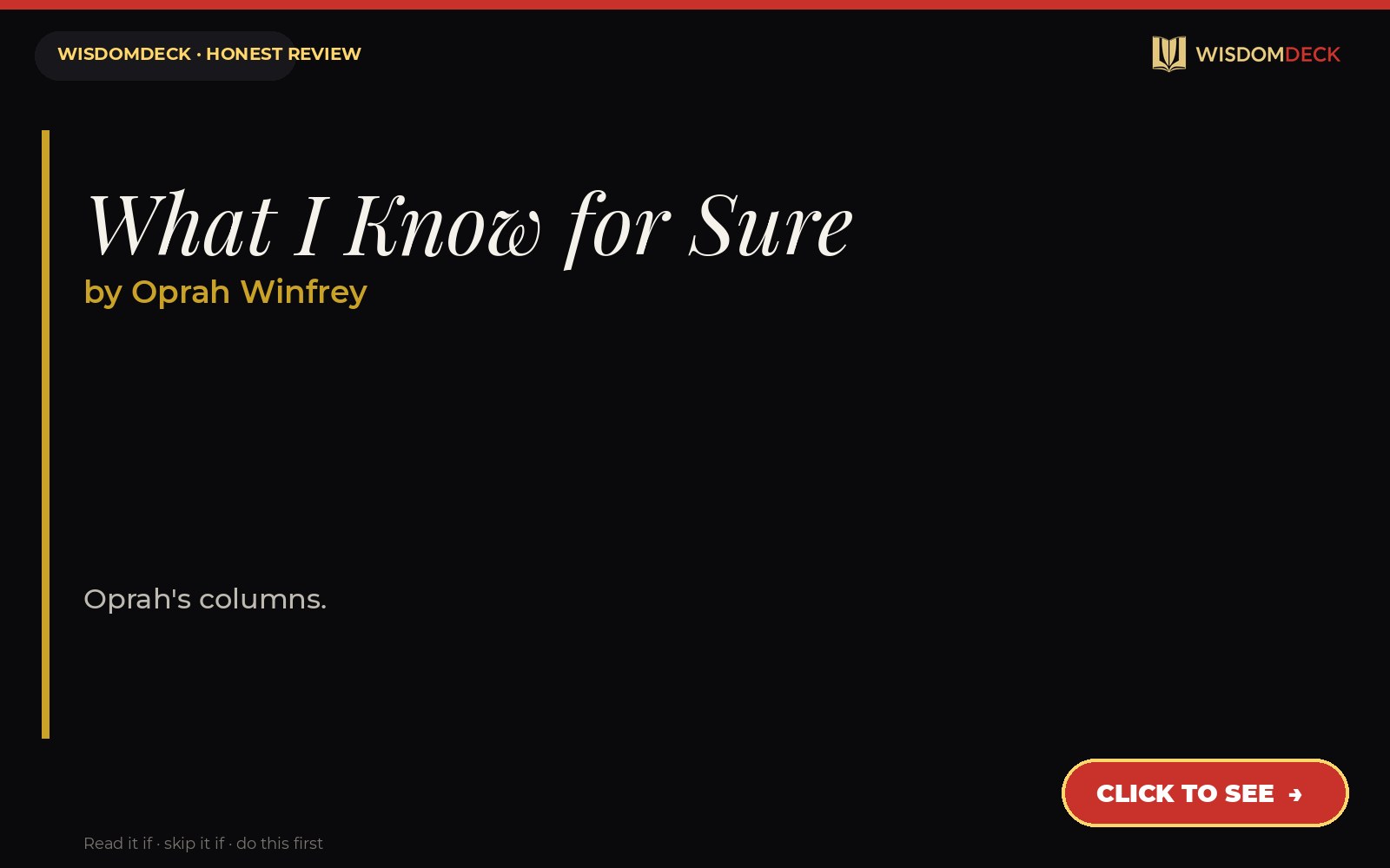 What I Know for Sure by Oprah Winfrey — WisdomDeck review
