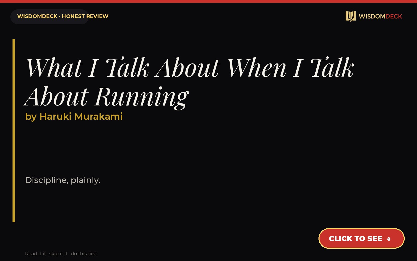 What I Talk About When I Talk About Running by Haruki Murakami — WisdomDeck review