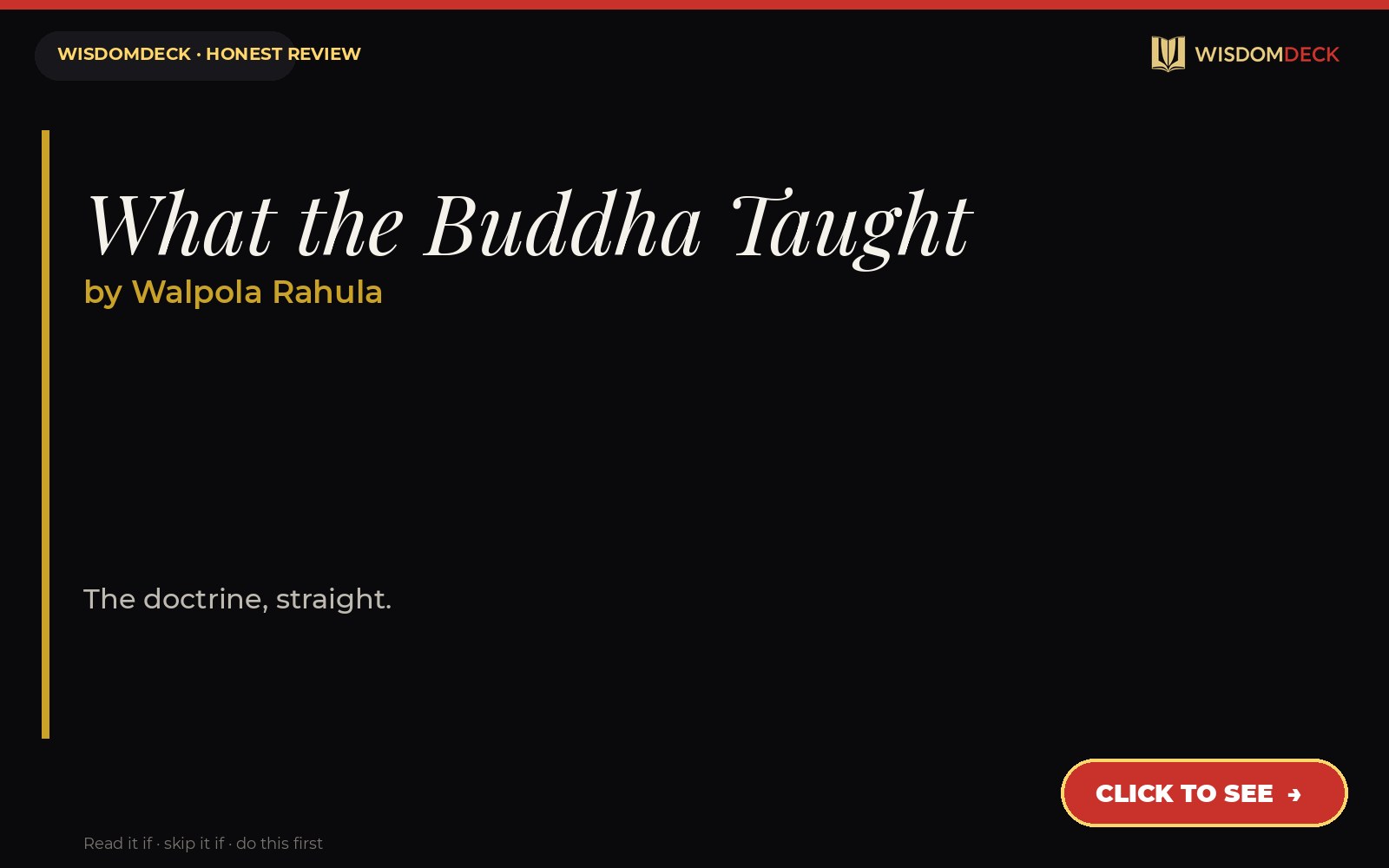 What the Buddha Taught by Walpola Rahula — WisdomDeck review