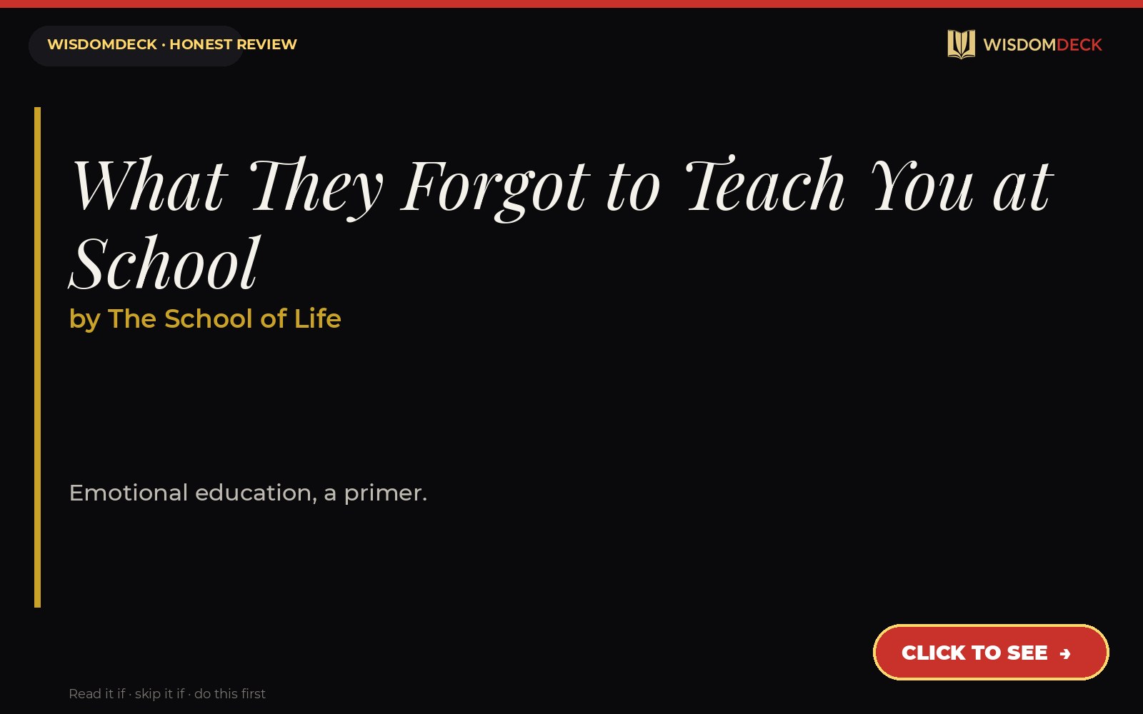 What They Forgot to Teach You at School by The School of Life — WisdomDeck review