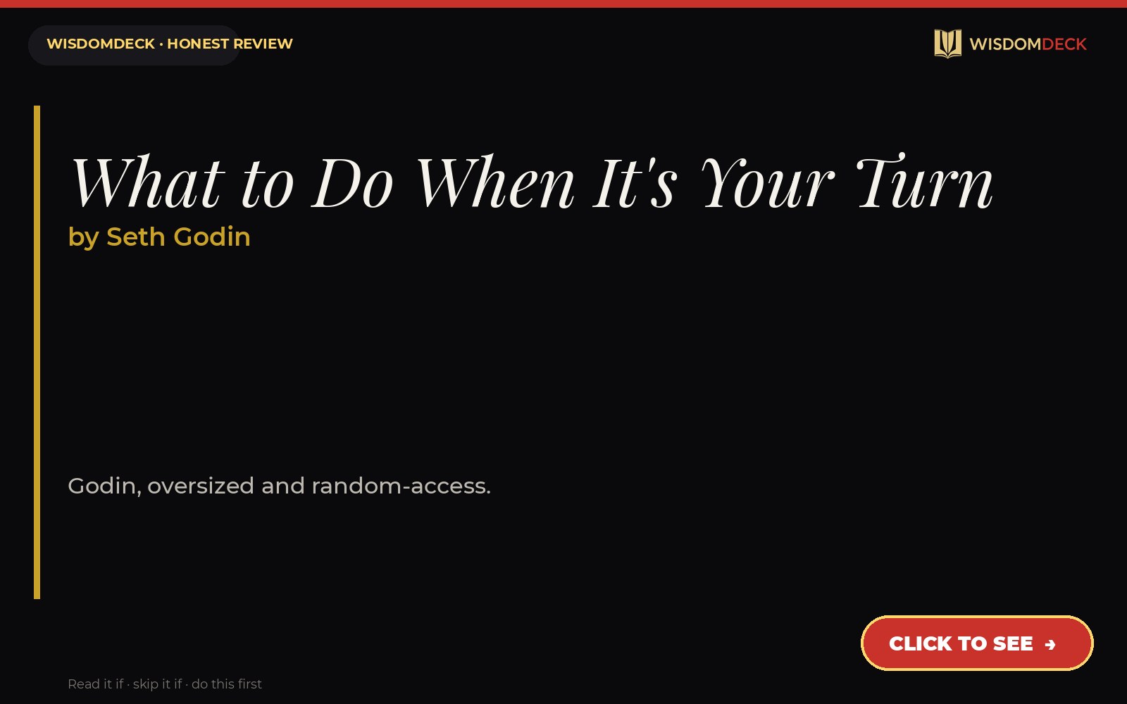 What to Do When It's Your Turn by Seth Godin — WisdomDeck review