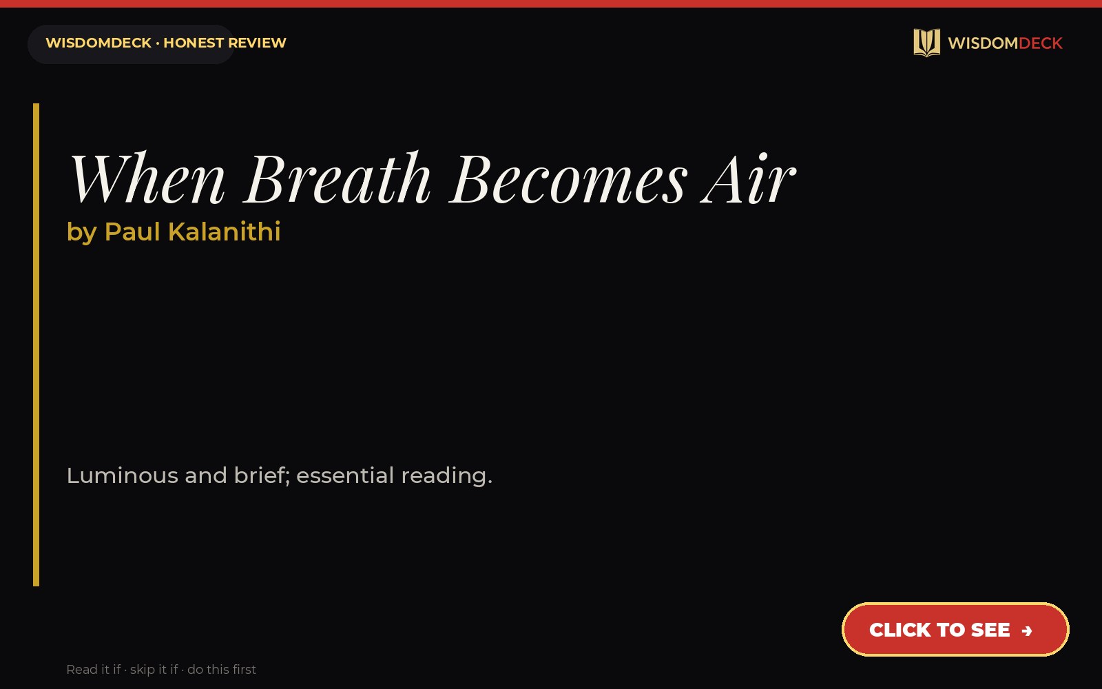When Breath Becomes Air by Paul Kalanithi — WisdomDeck review