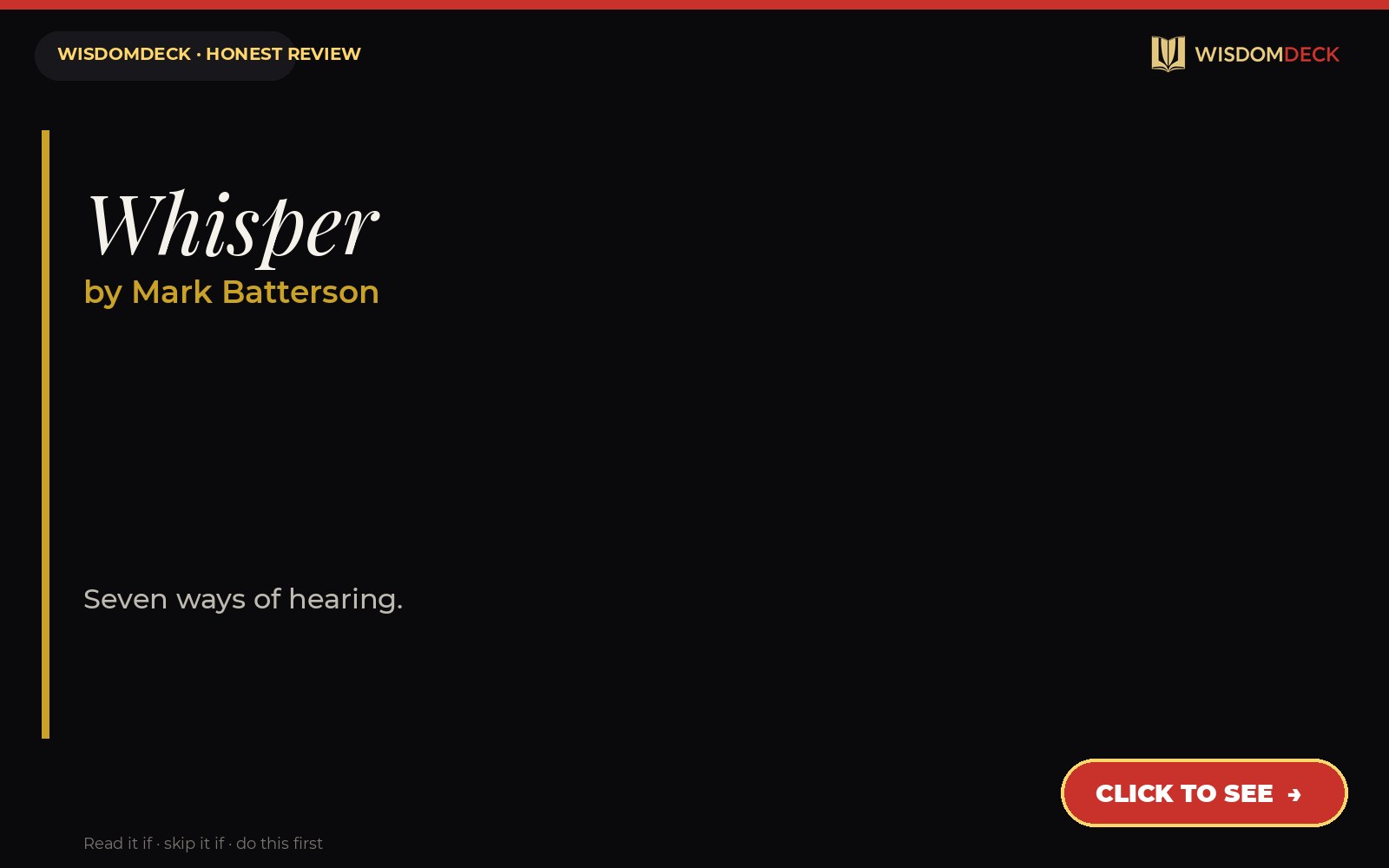 Whisper by Mark Batterson — WisdomDeck honest review