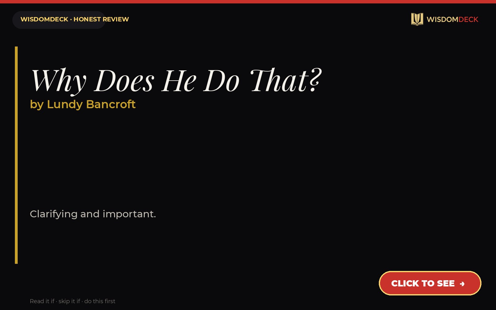 Why Does He Do That? by Lundy Bancroft — WisdomDeck review
