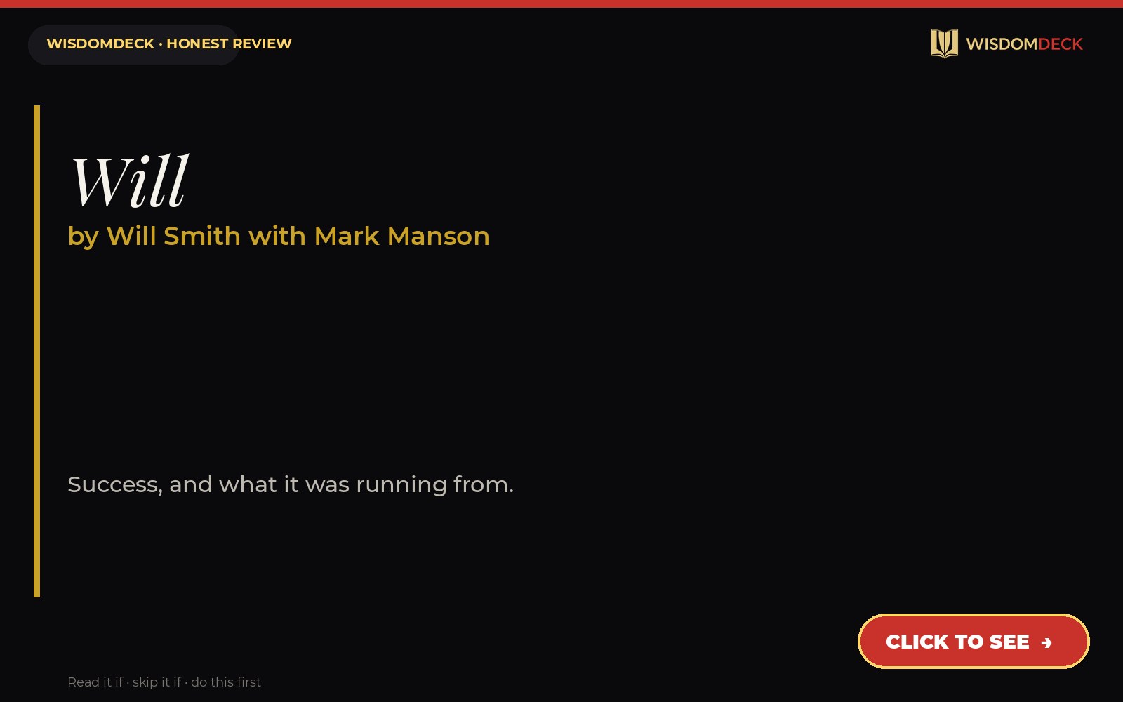 Will by Will Smith with Mark Manson — WisdomDeck honest review