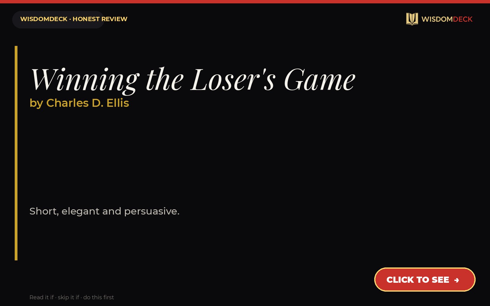 Winning the Loser's Game by Charles D. Ellis — WisdomDeck review