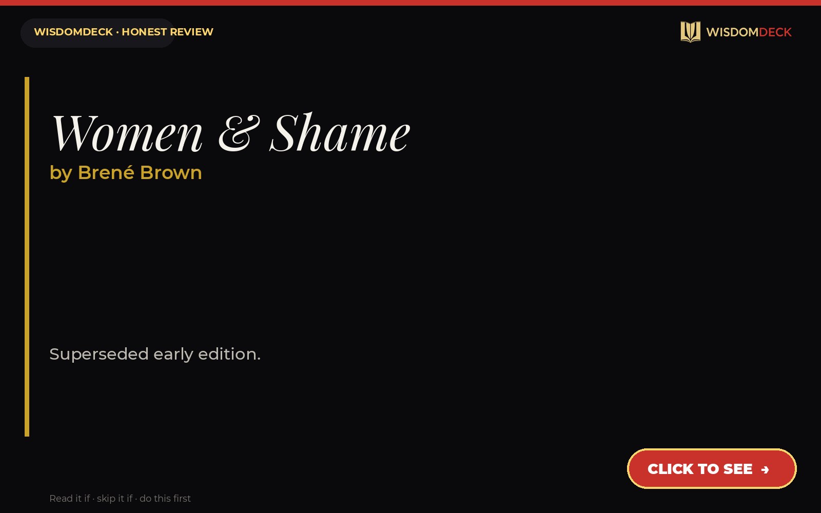 Women & Shame by Brené Brown — WisdomDeck honest review