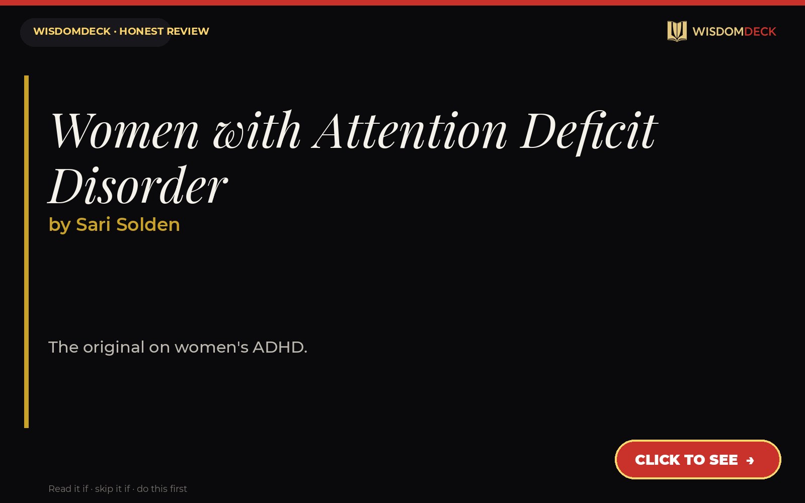 Women with Attention Deficit Disorder by Sari Solden — WisdomDeck review