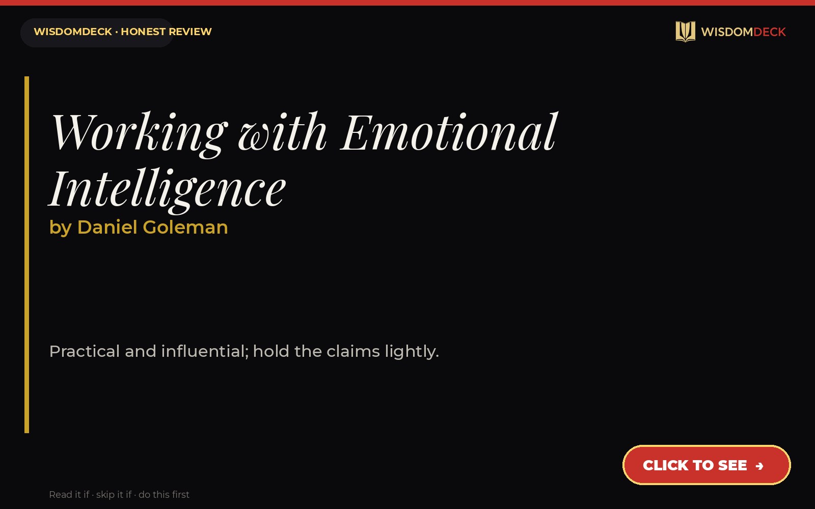 Working with Emotional Intelligence by Daniel Goleman — WisdomDeck review