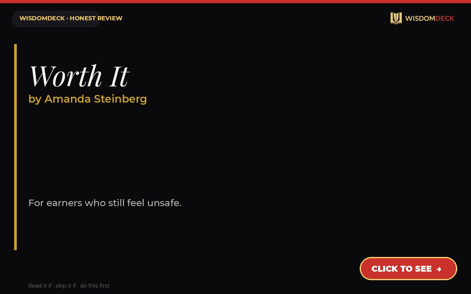 Worth It by Amanda Steinberg — WisdomDeck honest review