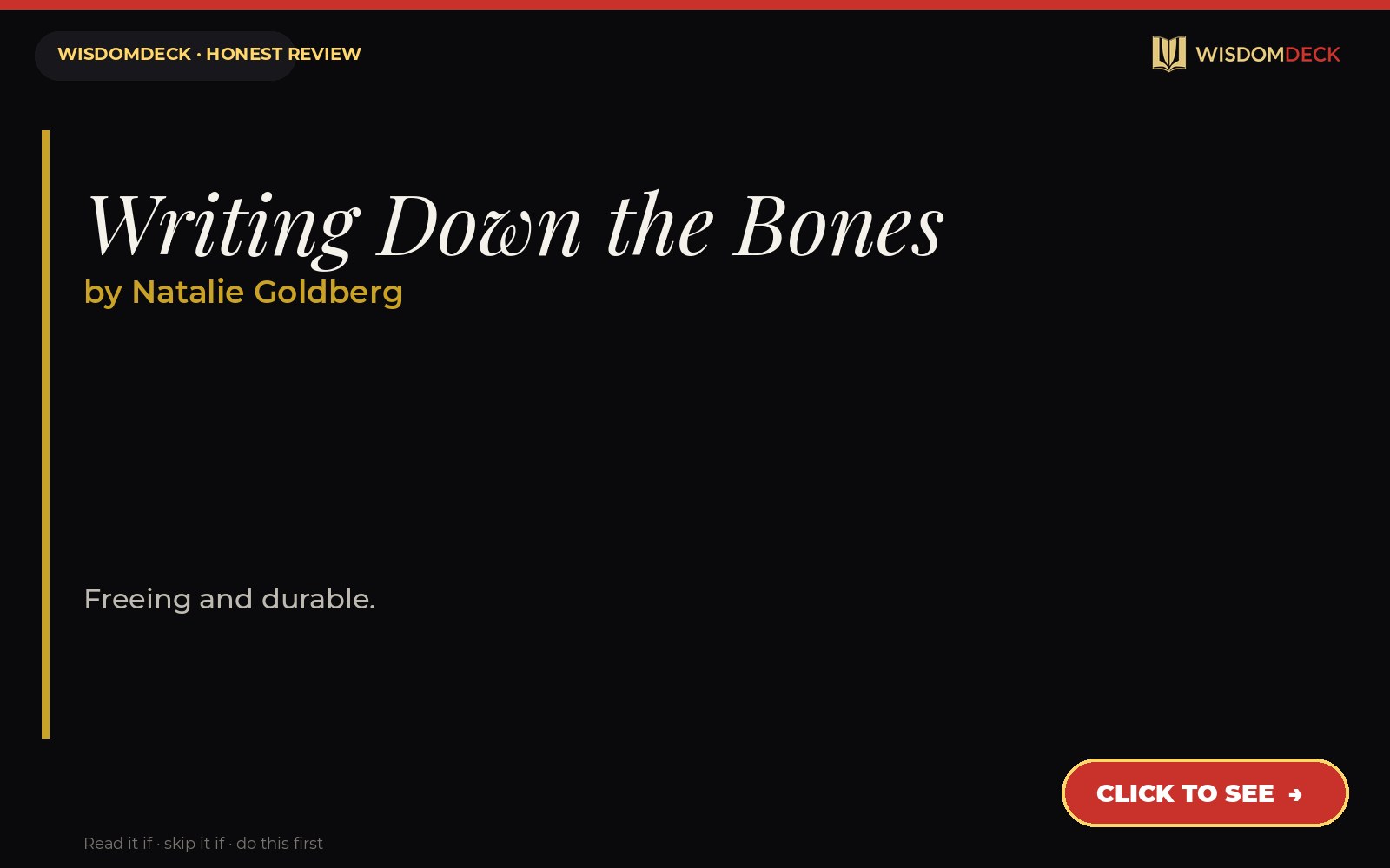 Writing Down the Bones by Natalie Goldberg — WisdomDeck review