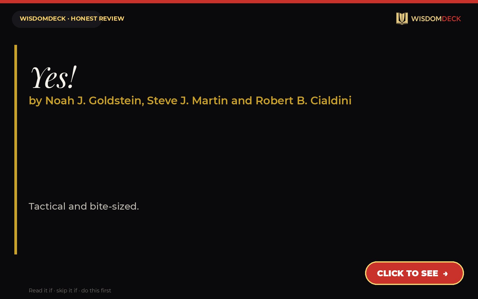Yes! by Noah J. Goldstein, Steve J. Martin and Robert B. Cialdini — WisdomDeck review