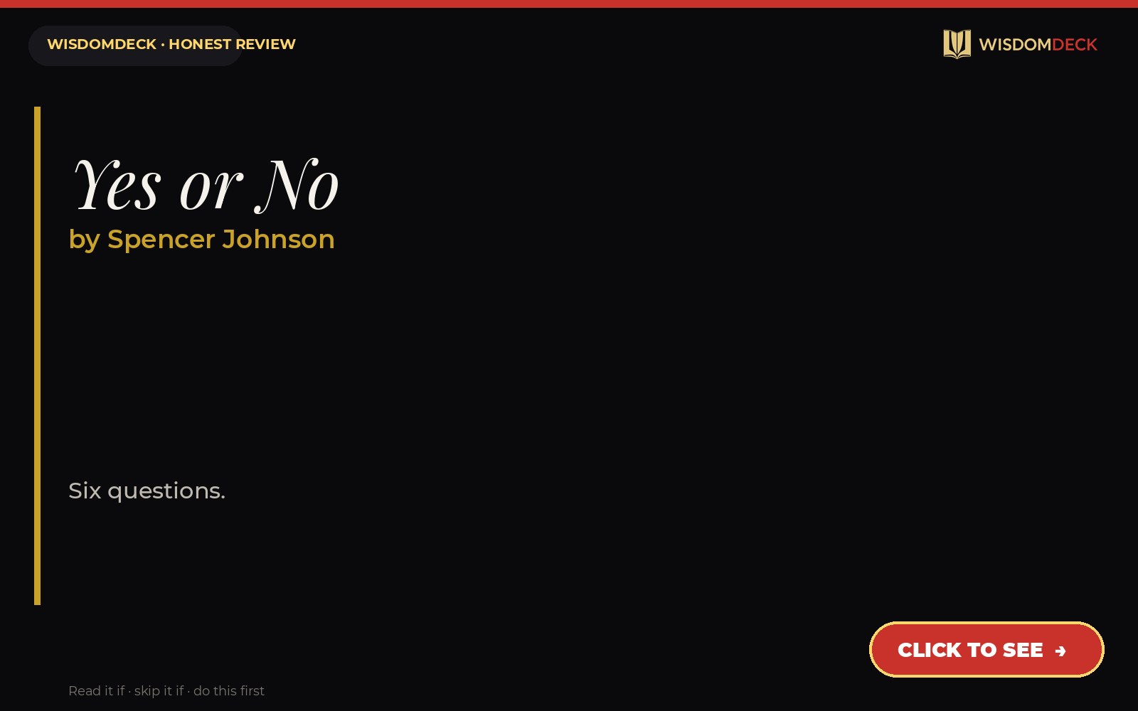 Yes or No by Spencer Johnson — WisdomDeck review