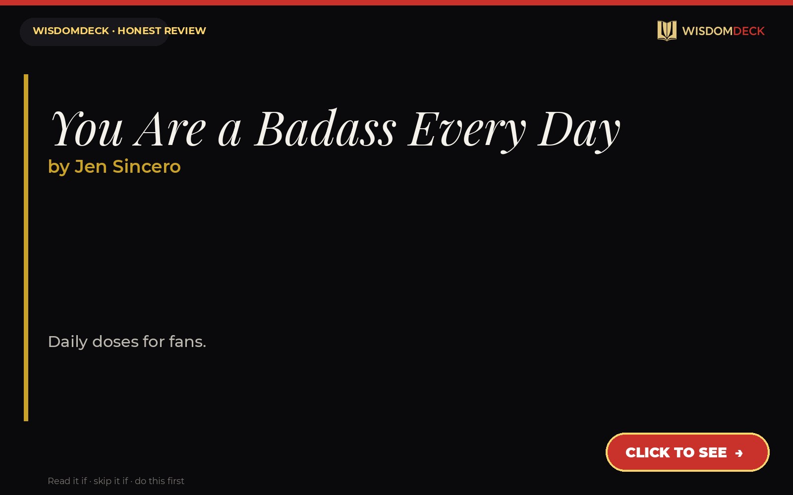 You Are a Badass Every Day by Jen Sincero — WisdomDeck review