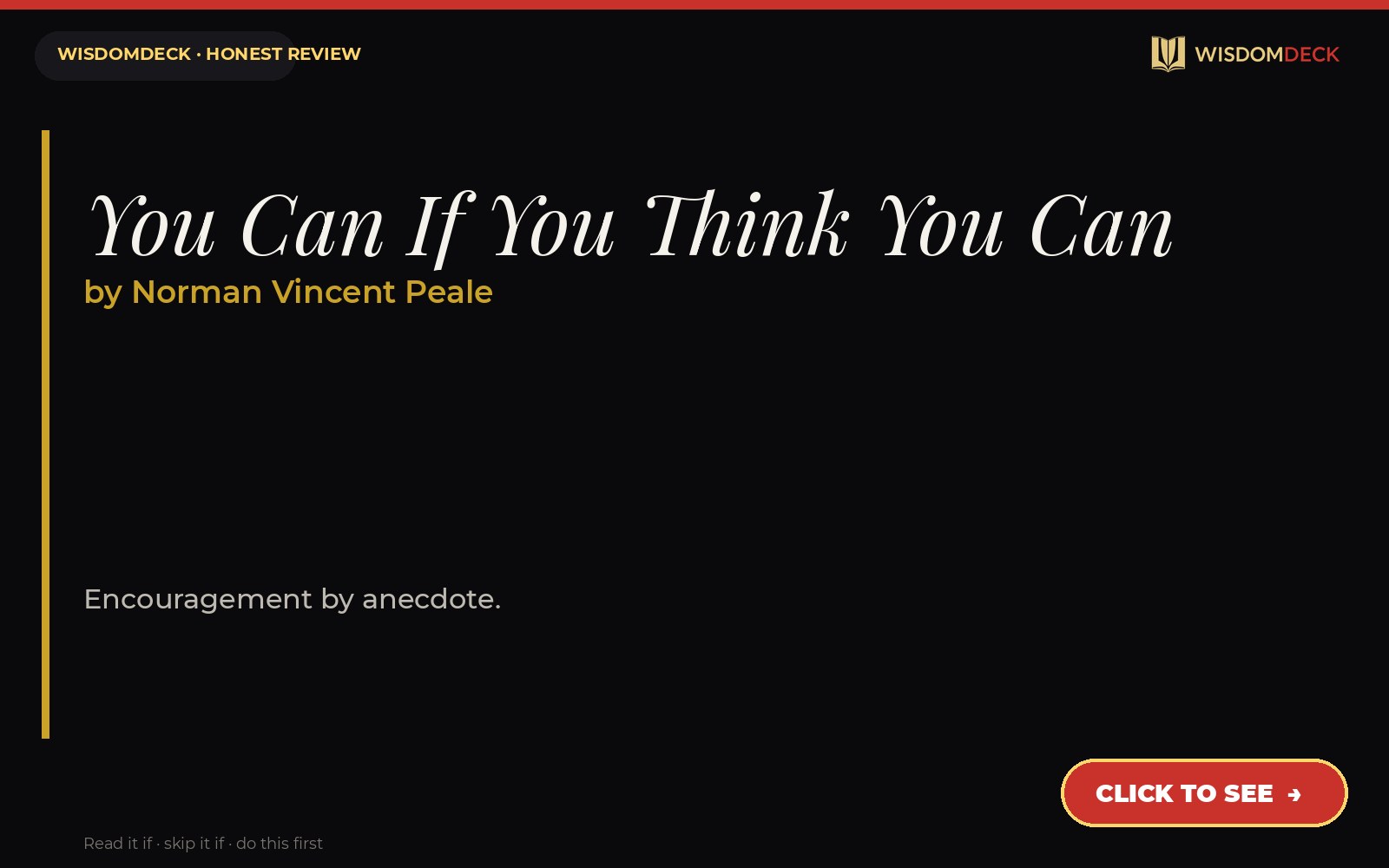 You Can If You Think You Can by Norman Vincent Peale — WisdomDeck review