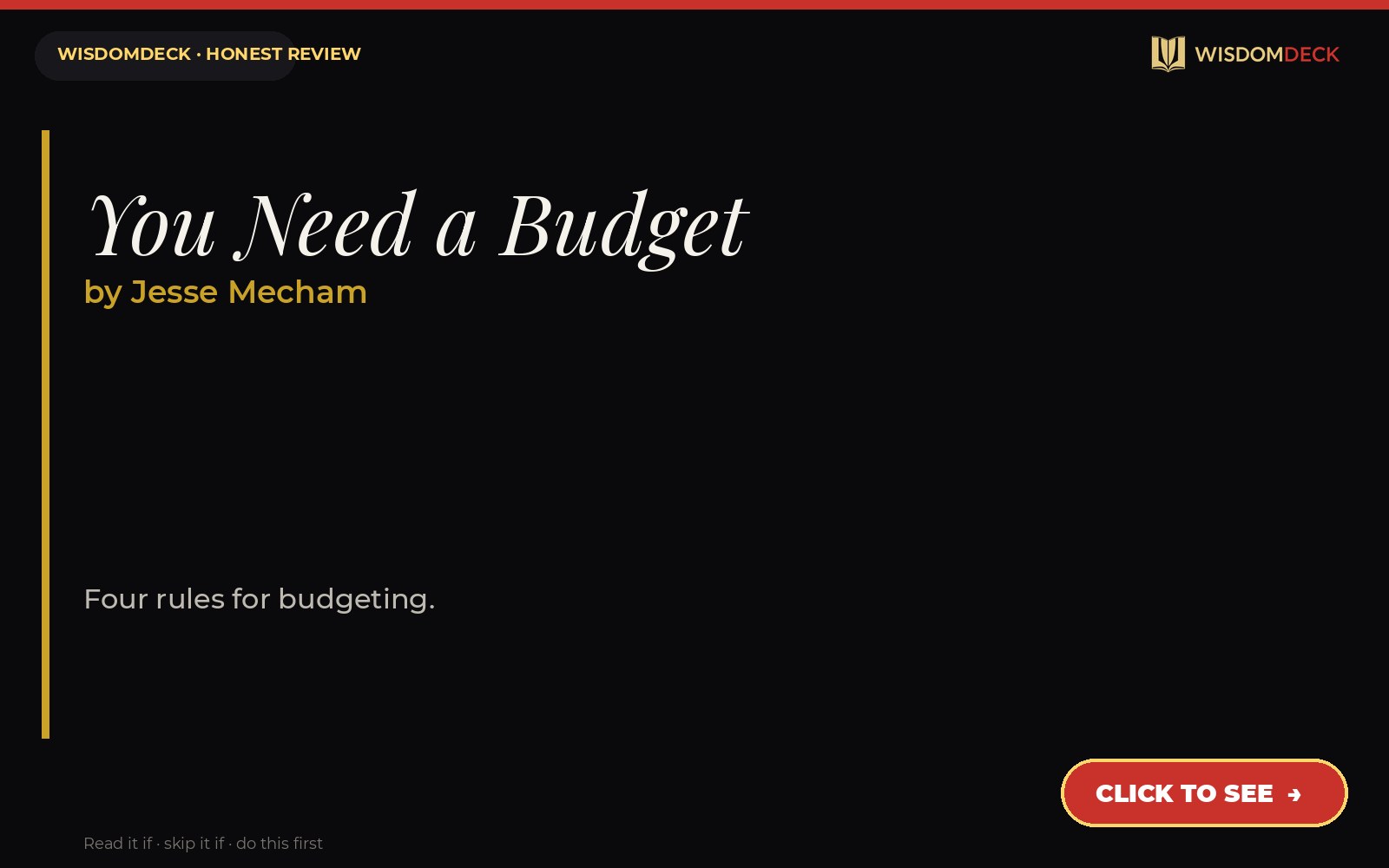 You Need a Budget by Jesse Mecham — WisdomDeck review