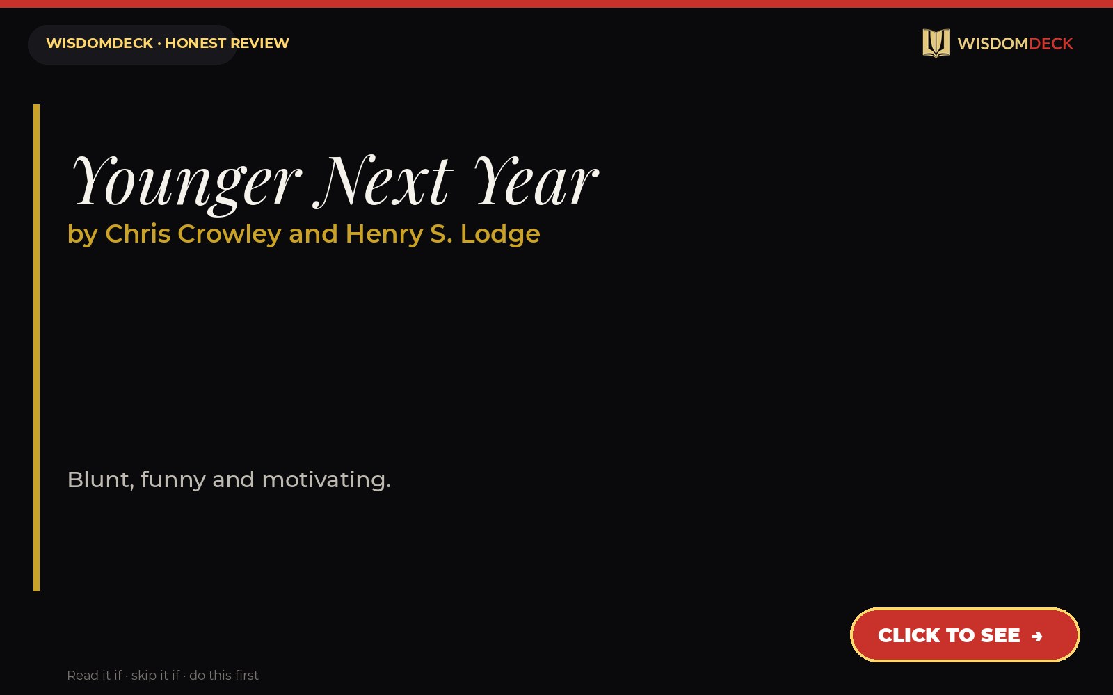 Younger Next Year by Chris Crowley and Henry S. Lodge — WisdomDeck review
