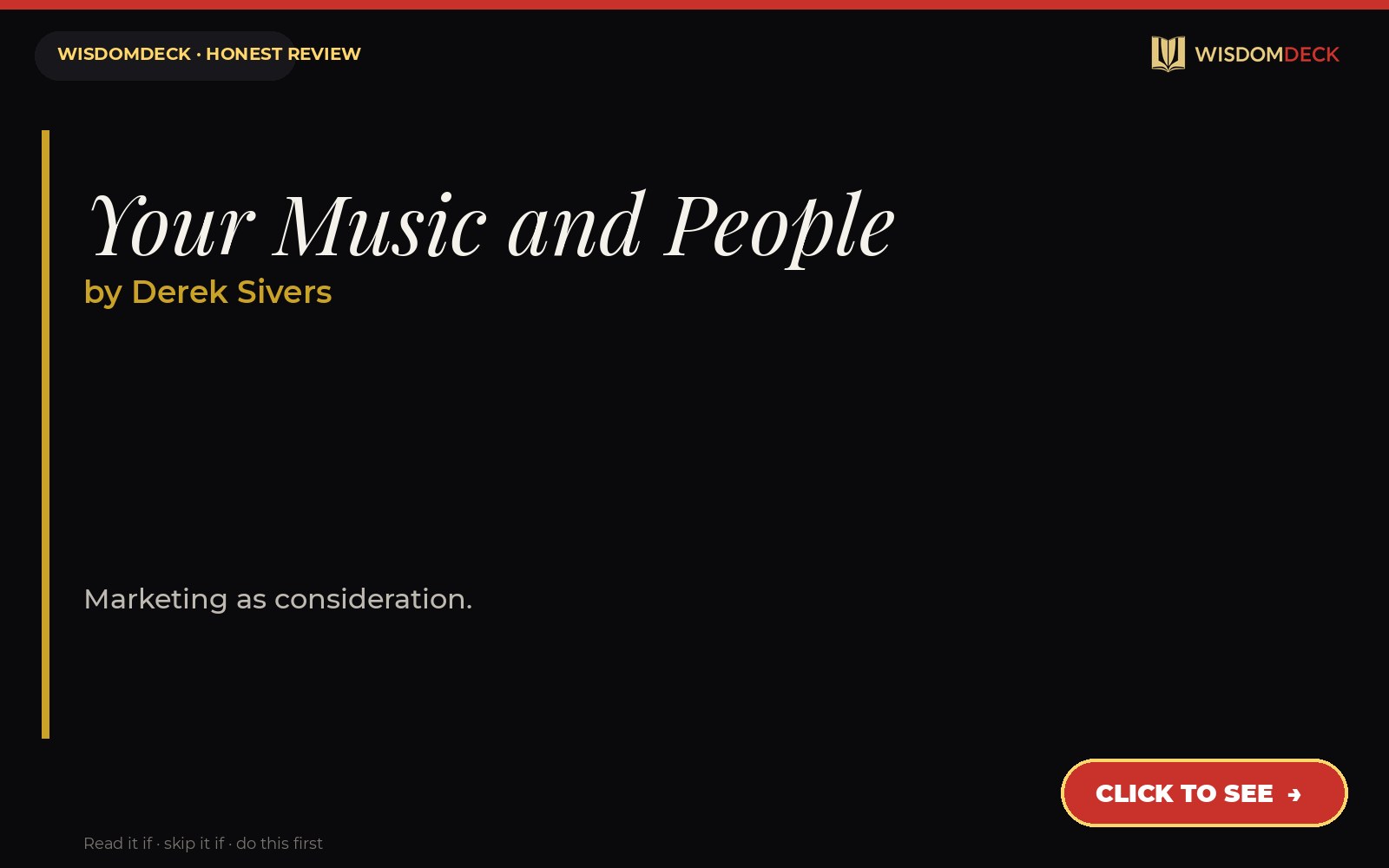 Your Music and People by Derek Sivers — WisdomDeck review