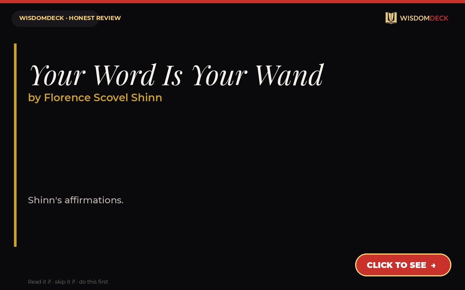 Your Word Is Your Wand by Florence Scovel Shinn — WisdomDeck review