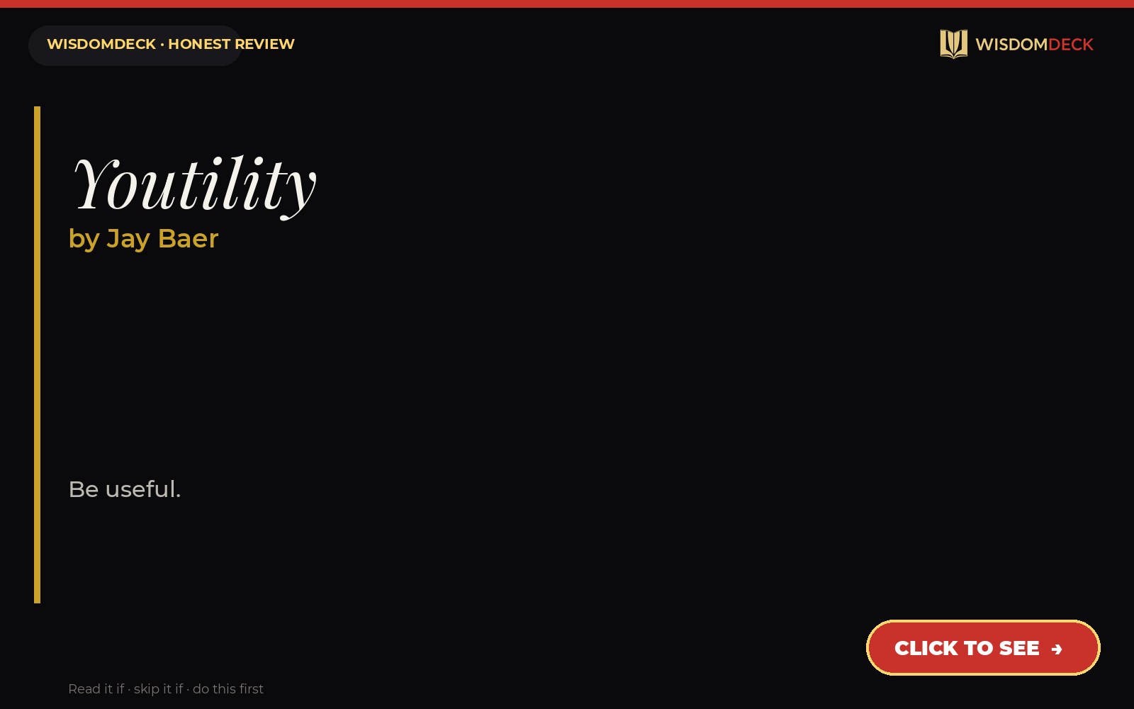 Youtility by Jay Baer — WisdomDeck honest review