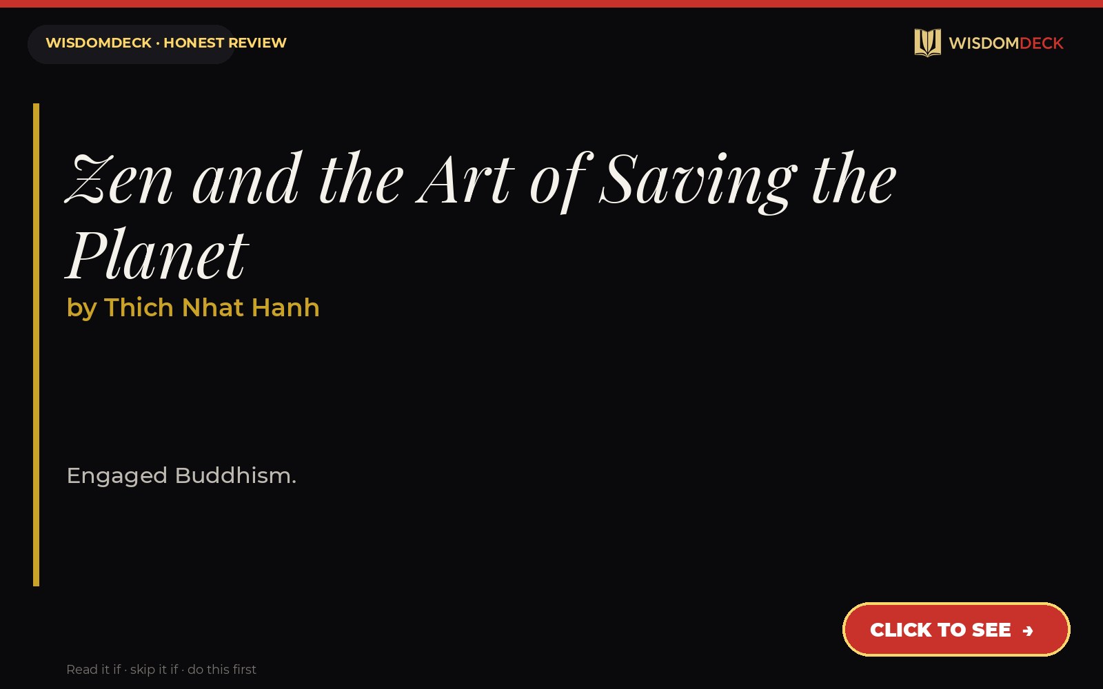 Zen and the Art of Saving the Planet by Thich Nhat Hanh — WisdomDeck review