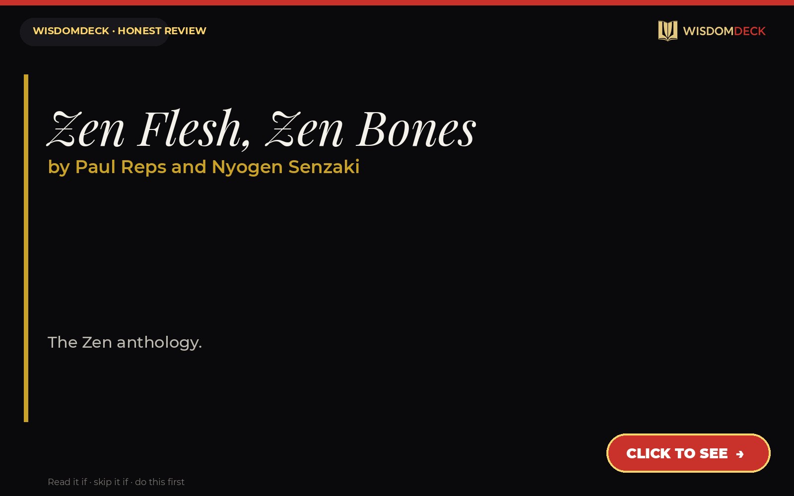 Zen Flesh, Zen Bones by Paul Reps and Nyogen Senzaki — WisdomDeck review