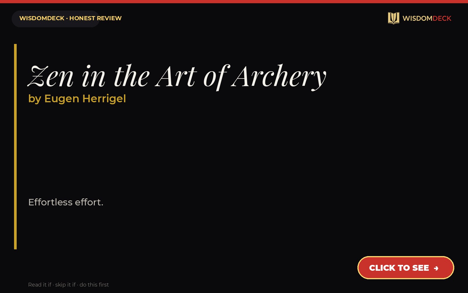 Zen in the Art of Archery by Eugen Herrigel — WisdomDeck review