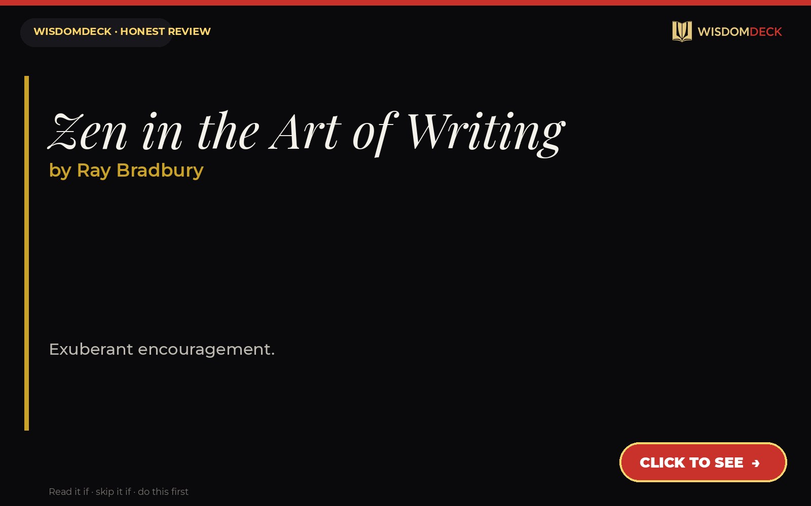 Zen in the Art of Writing by Ray Bradbury — WisdomDeck review