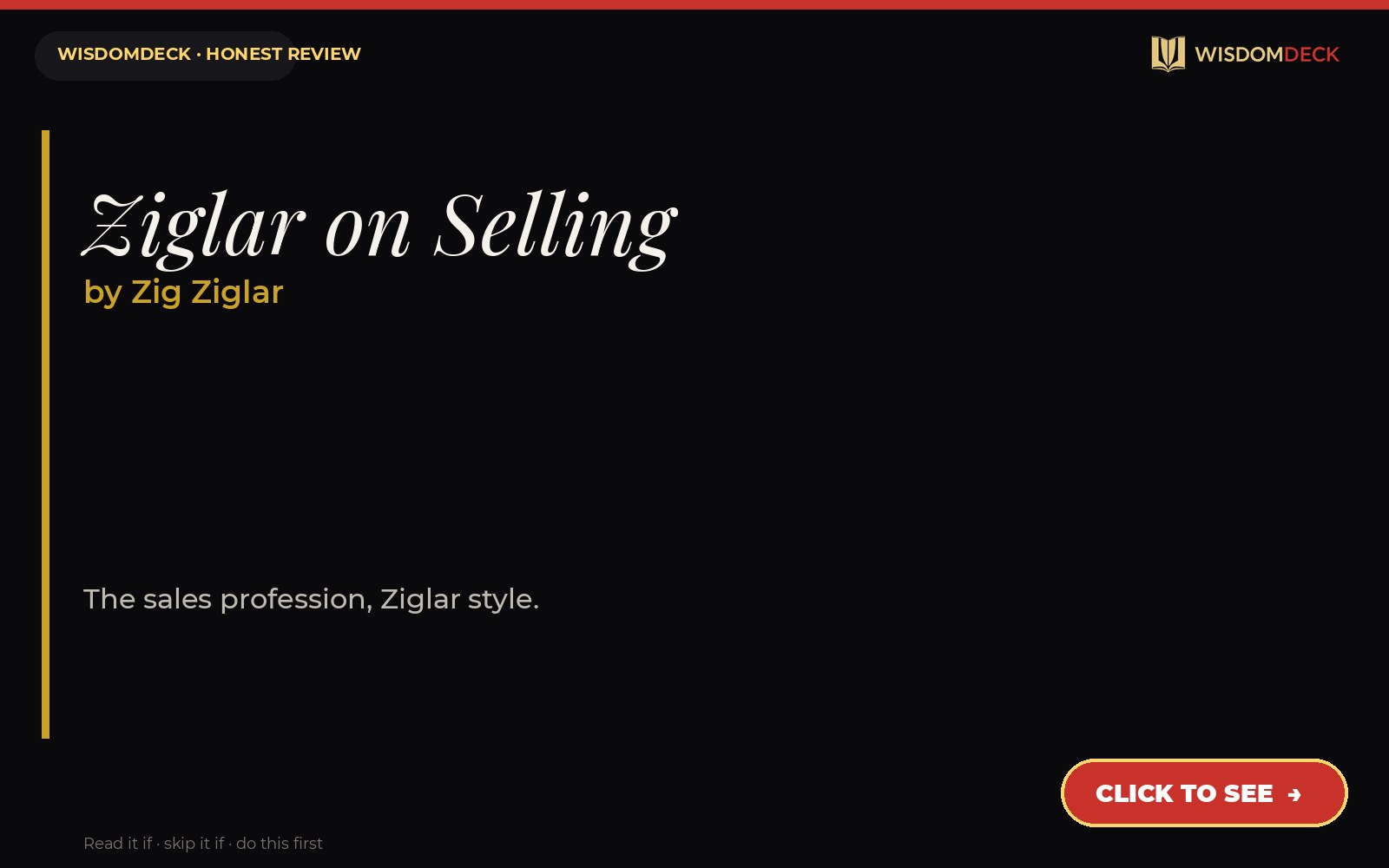 Ziglar on Selling by Zig Ziglar — WisdomDeck honest review