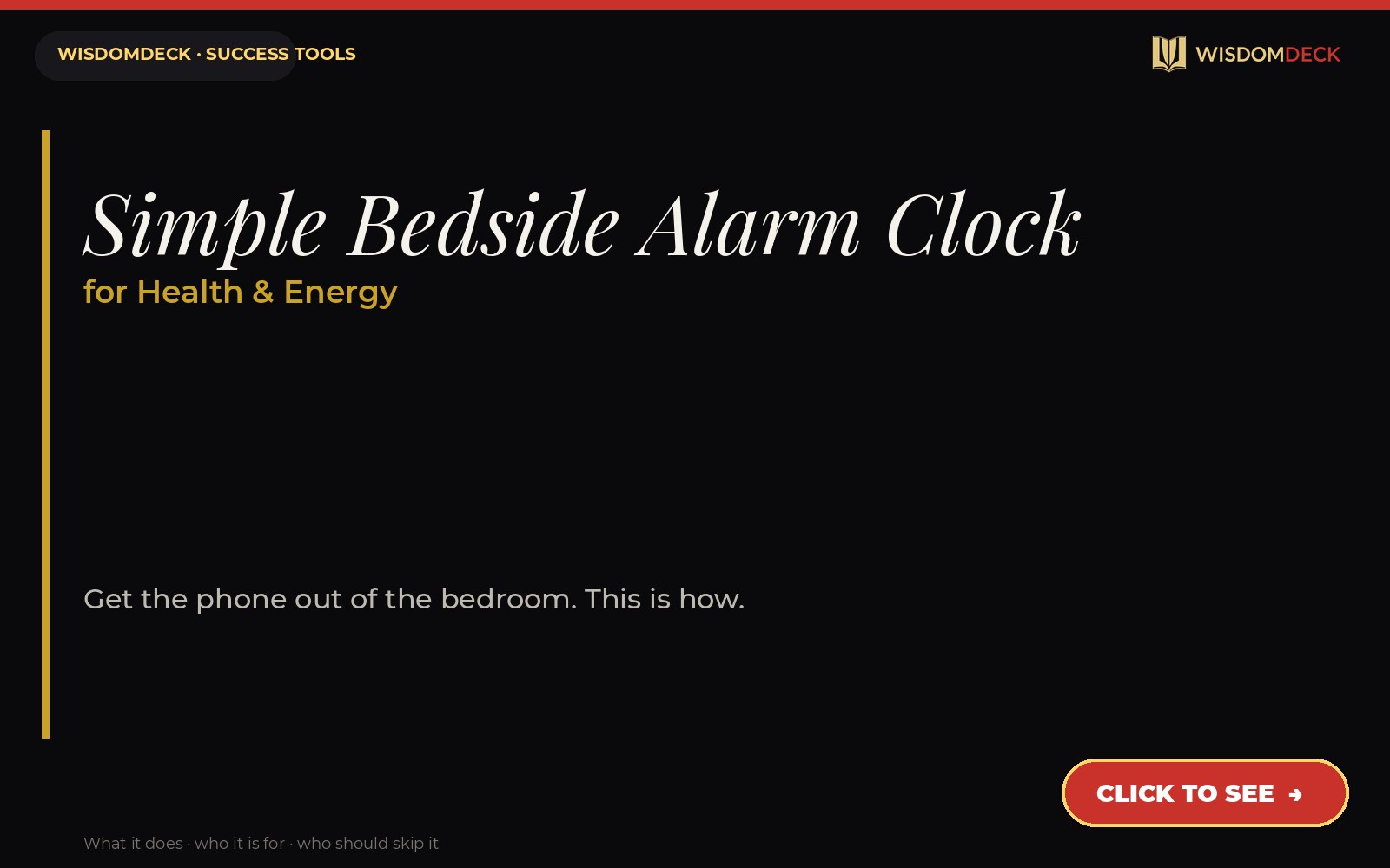 Simple Bedside Alarm Clock — WisdomDeck success tool