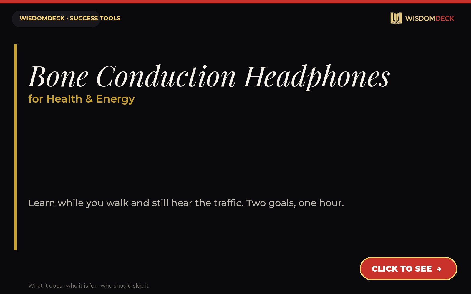 Bone Conduction Headphones — WisdomDeck success tool card