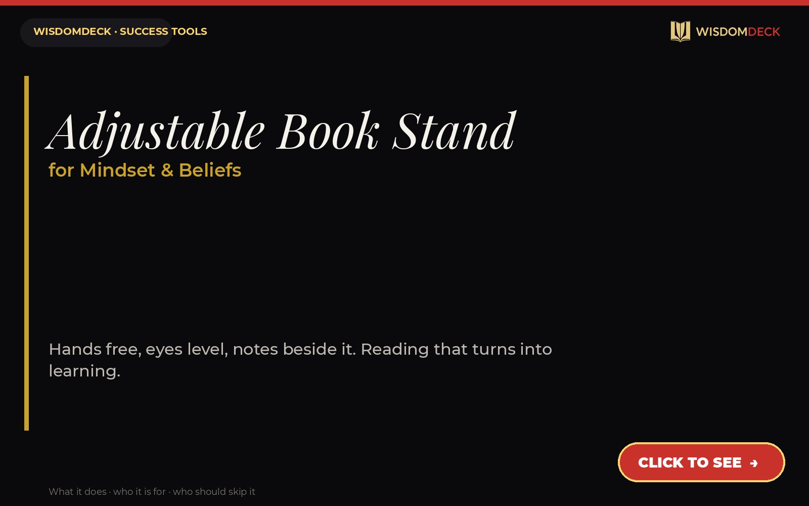Adjustable Book Stand — WisdomDeck success tool card