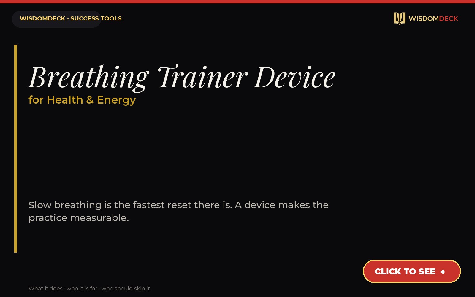 Breathing Trainer Device — WisdomDeck success tool card