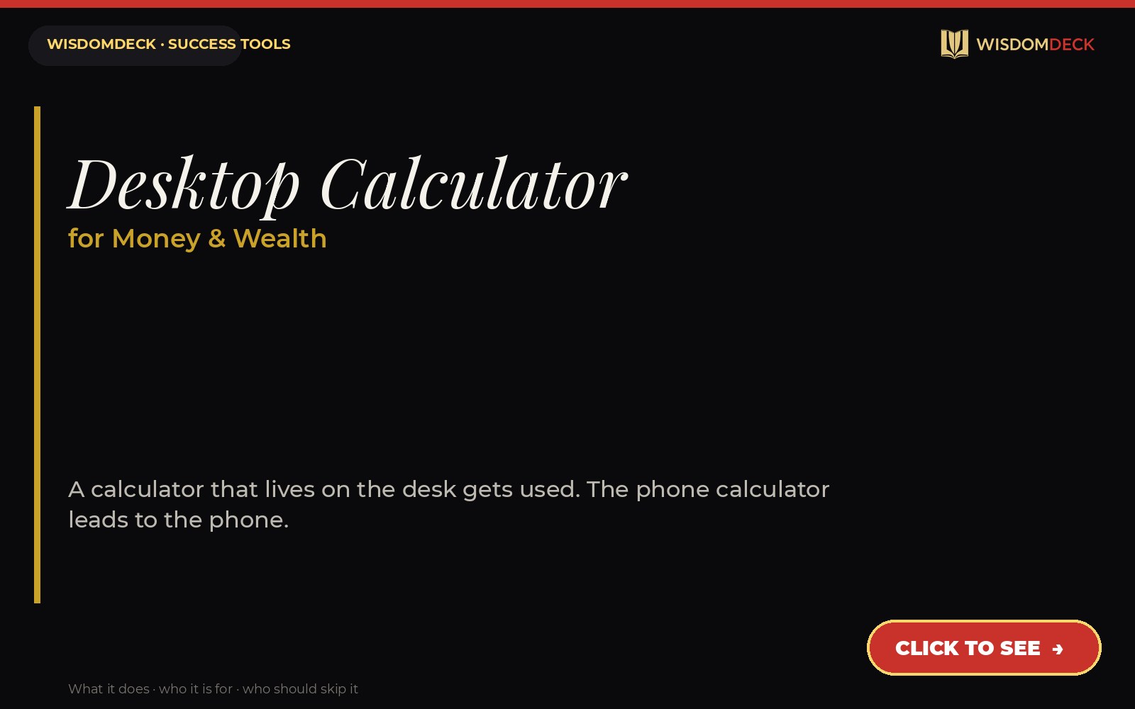 Desktop Calculator — WisdomDeck success tool card