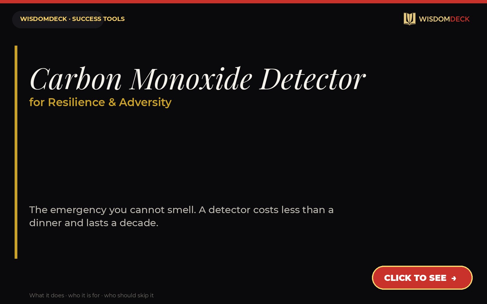 Carbon Monoxide Detector — WisdomDeck success tool card