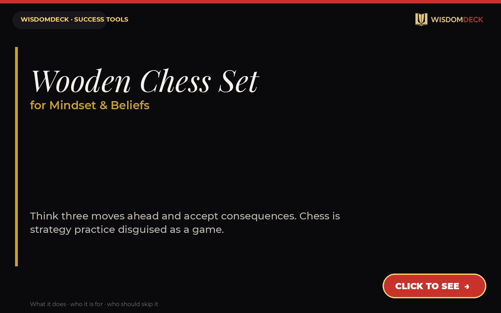 Wooden Chess Set — WisdomDeck success tool card