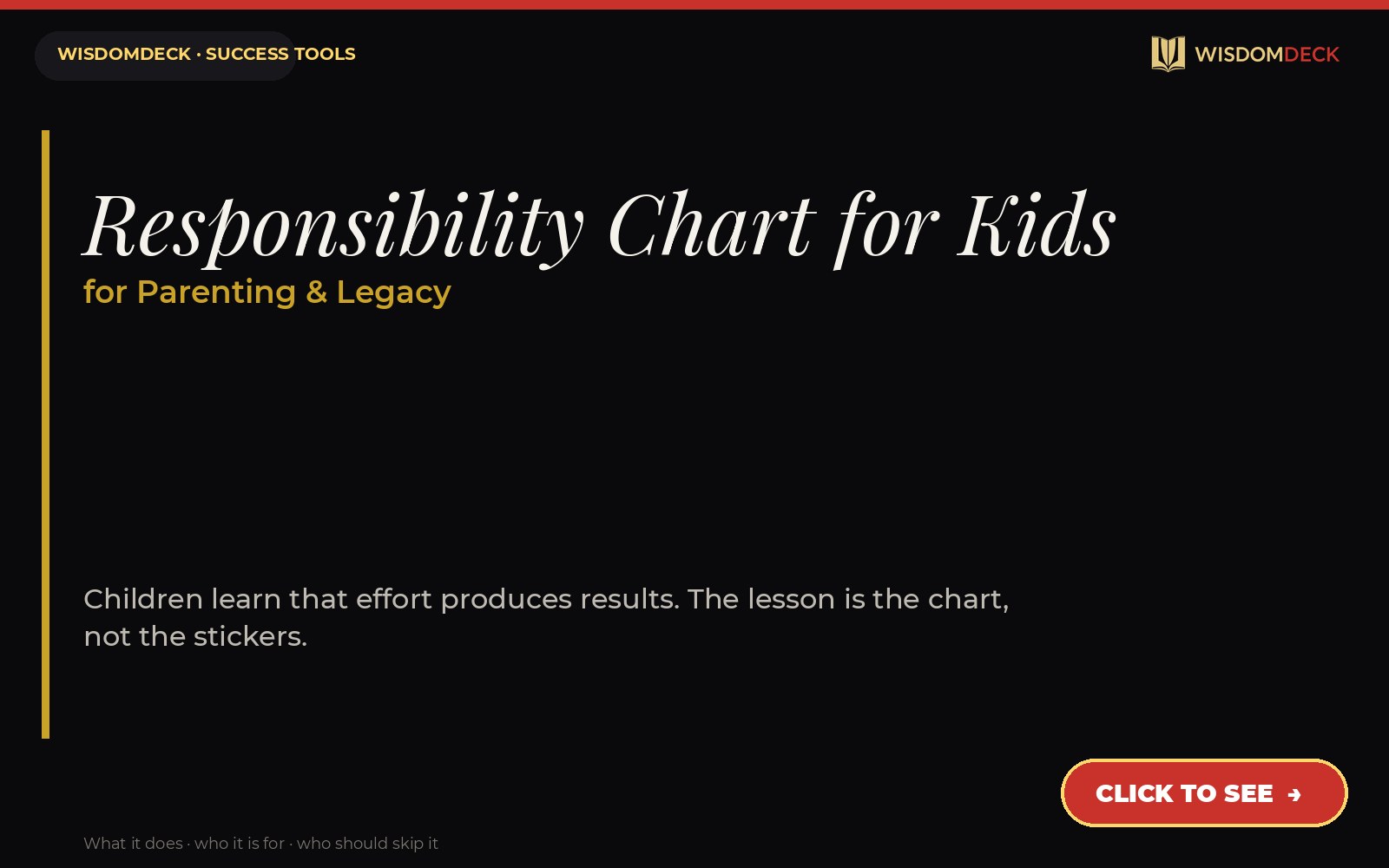 Responsibility Chart for Kids — WisdomDeck success tool card