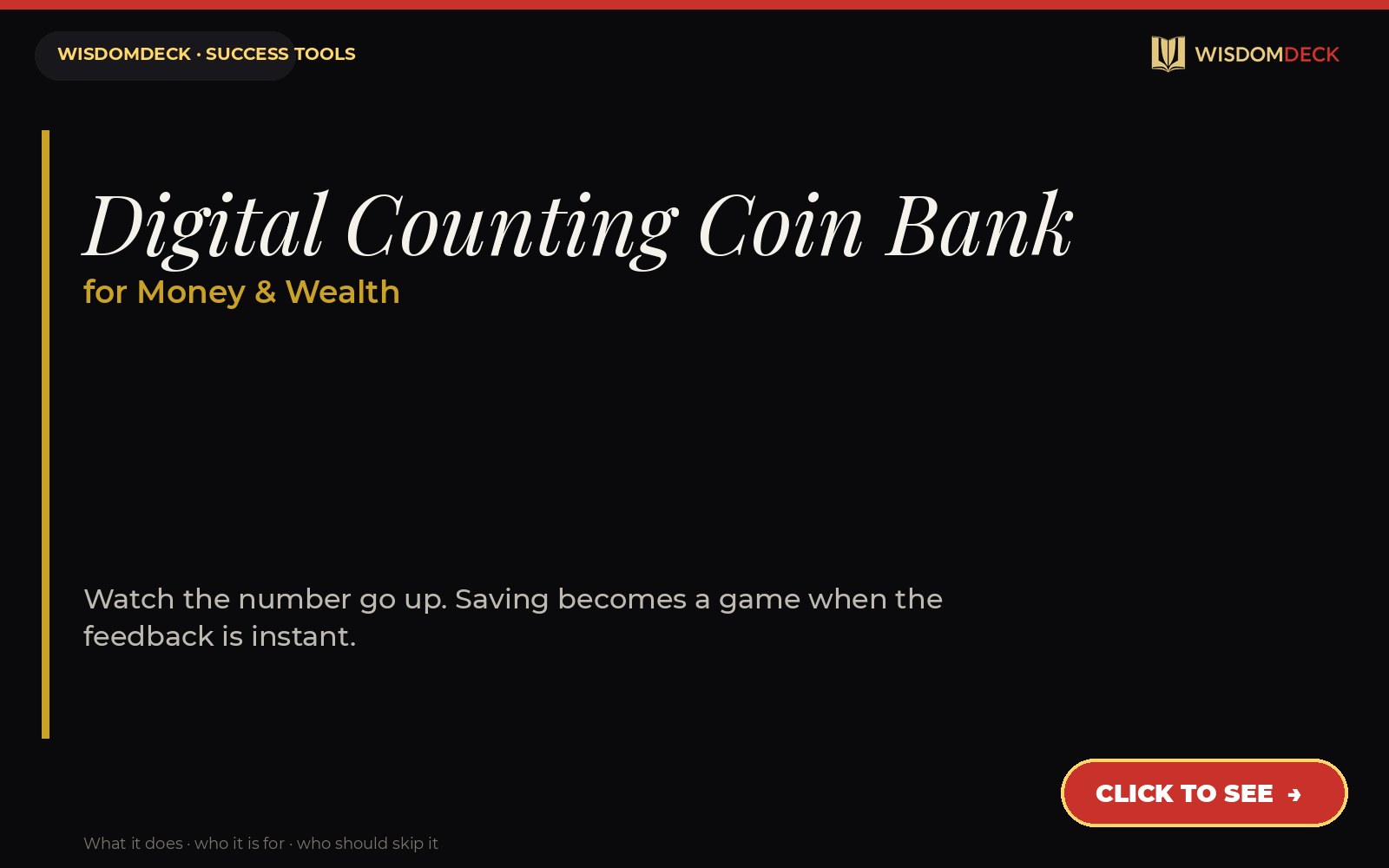 Digital Counting Coin Bank — WisdomDeck success tool card