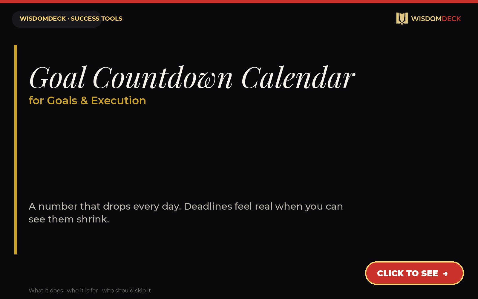 Goal Countdown Calendar — WisdomDeck success tool card